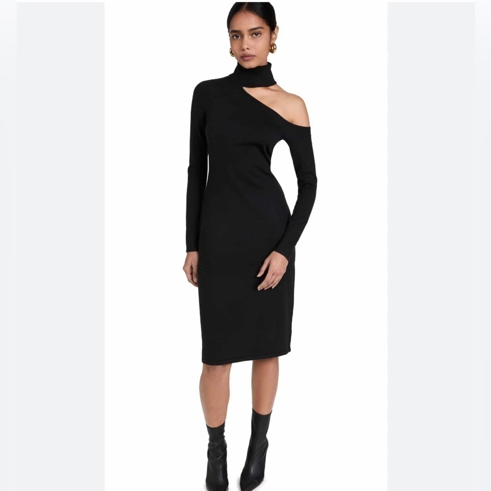 Nicholas single-shoulder cutout long sleeve dress